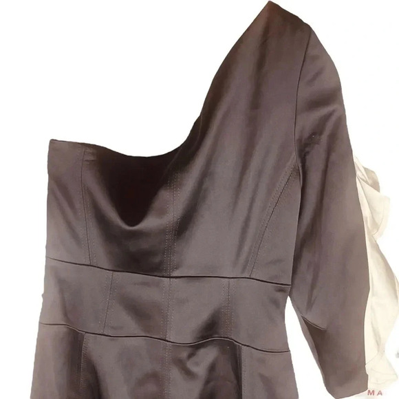 Karen Millen Ruffle One Shoulder Satin Mini Dress - Picture 13 of 16